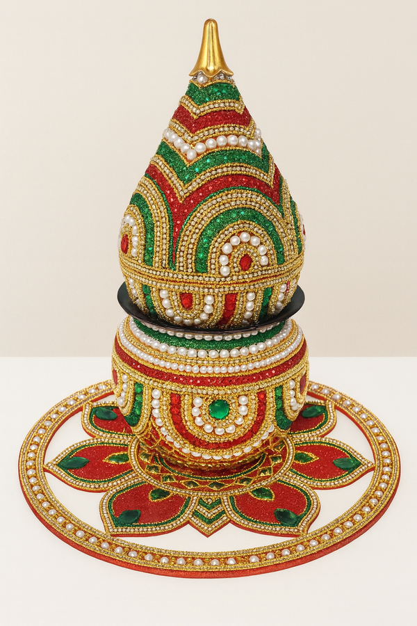 Decorative Mangal Kalash with Bead Work – For Puja & Mandir Décor