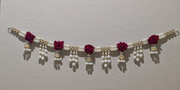 Dark Red Roses, Pearls and Beads Toran