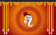 Ganesh on Orange Background Backdrop