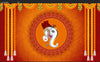 Ganesh on Orange Background Backdrop