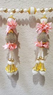 Heavily Beaded Toran with Baby Pink Flowers