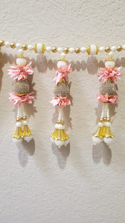 Heavily Beaded Toran with Baby Pink Flowers