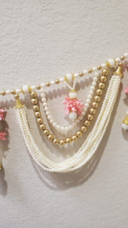 Heavily Beaded Toran with Baby Pink Flowers