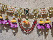 Beaded Wide Band Toran with Cap and Flowers