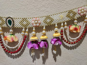 Beaded Wide Band Toran with Cap and Flowers