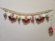 Beaded Wide Band Toran with Fabric Flowers and Cones