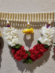 Beaded Wide Band Toran with Fabric Flowers and Cones