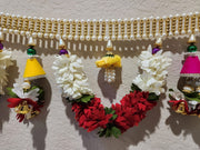 Beaded Wide Band Toran with Fabric Flowers and Cones