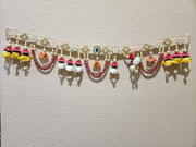 Beaded Wide Band Toran with Cap and Flowers