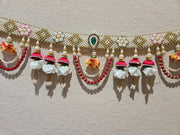 Beaded Wide Band Toran with Cap and Flowers