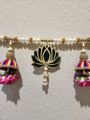 Acrylic Lotuses, Multicolor Cap and Beads Toran