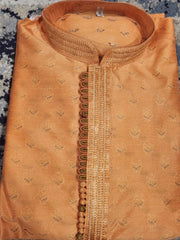 Peach Kurta Pajama Set (Golden Pajama)