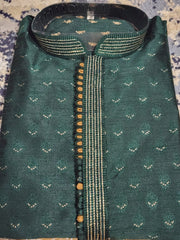 Dark Green Kurta Pajama Set (Golden Pajama)