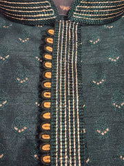 Dark Green Kurta Pajama Set (Golden Pajama)