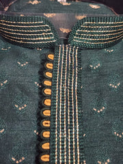 Dark Green Kurta Pajama Set (Golden Pajama)