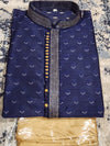 Royal Blue Kurta Pajama Set (Golden Pajama)