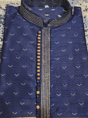 Royal Blue Kurta Pajama Set (Golden Pajama)