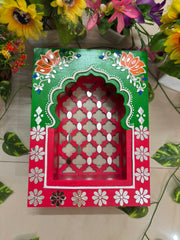 Handcrafted Pine MDF Jharokha – Mirror & Lippan Work