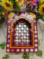 Handcrafted Pine MDF Jharokha – Mirror & Lippan Work