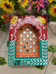 Handcrafted Pine MDF Jharokha – Mirror & Lippan Work