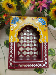 Handcrafted Pine MDF Jharokha – Mirror & Lippan Work