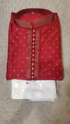 Maroon Kurta With White Pajama Set