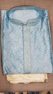 Sky Blue Kurta With White Pajama Set