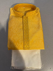 Yellow Kurta With White Pajama Set