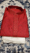 Red Kurta With White Pajama Set