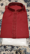 Maroon Kurta With White Pajama Set