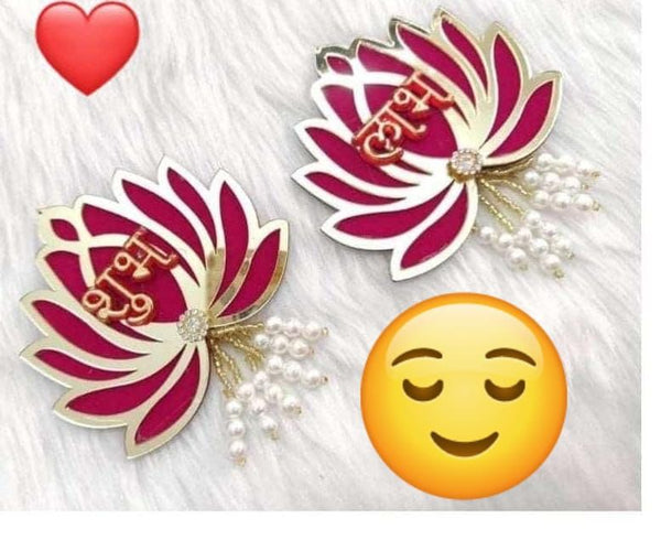 Lotus Shubh Labh (Red) with Beaded Danglers