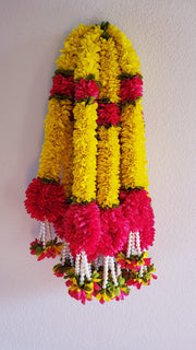 Fabric and Beads Hanging with Link - Diwali/Ganapati/House warming/Wedding (Pair)